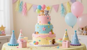 Kindergeburtstag Kuchen Ideen bunte Torte für Kids