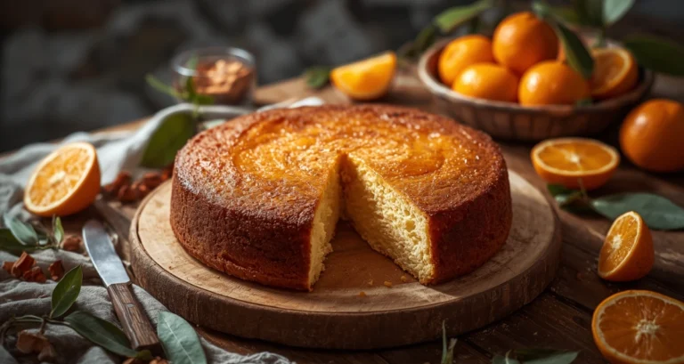 Saftiger Orangenkuchen mit ganzen Orangen als Hauptbild für den Artikel.