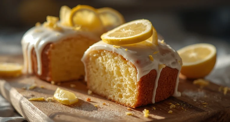 Veganer Zitronenkuchen saftig mit Zuckerguss ohne Ei